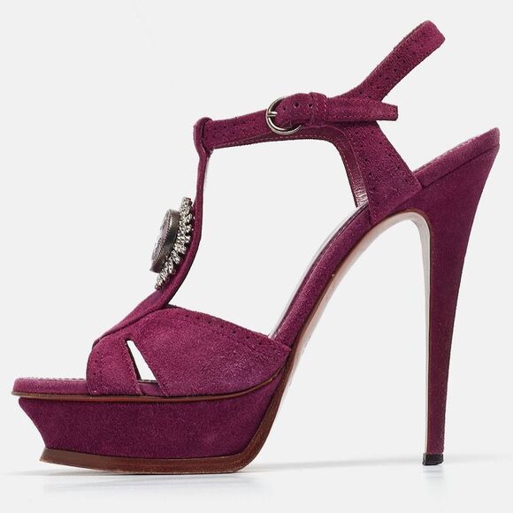 Yves Saint Laurent Purple Suede Buckle Detail Platform Ankle Strap Sandals Size,New Products : American Fashion Style Bags On Sale